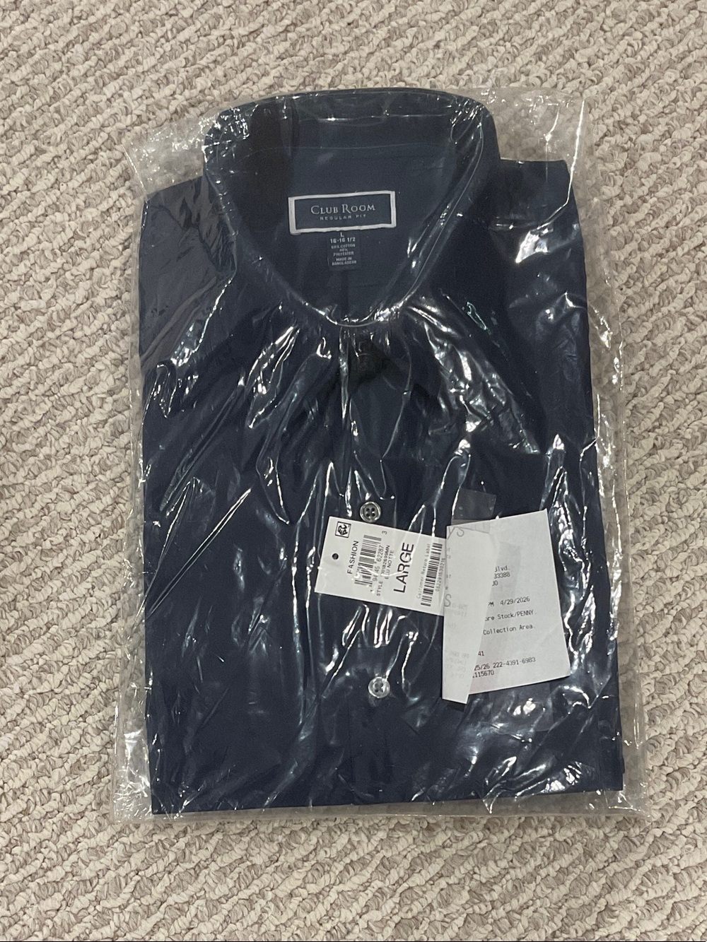 Club Room Navy Long-Sleeve Dress Shirt